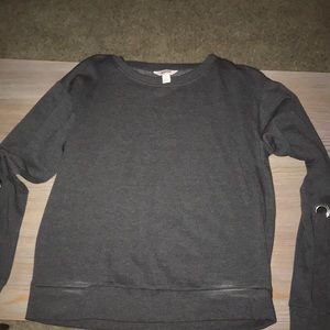 Long Sleeve Grey Sweater with Bows on Sleeves